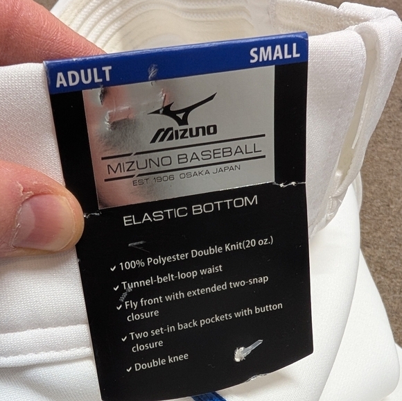 MIZUNO (Men's small) White Baseball Pants with Blue Stripe NWT - Picture 4 of 8